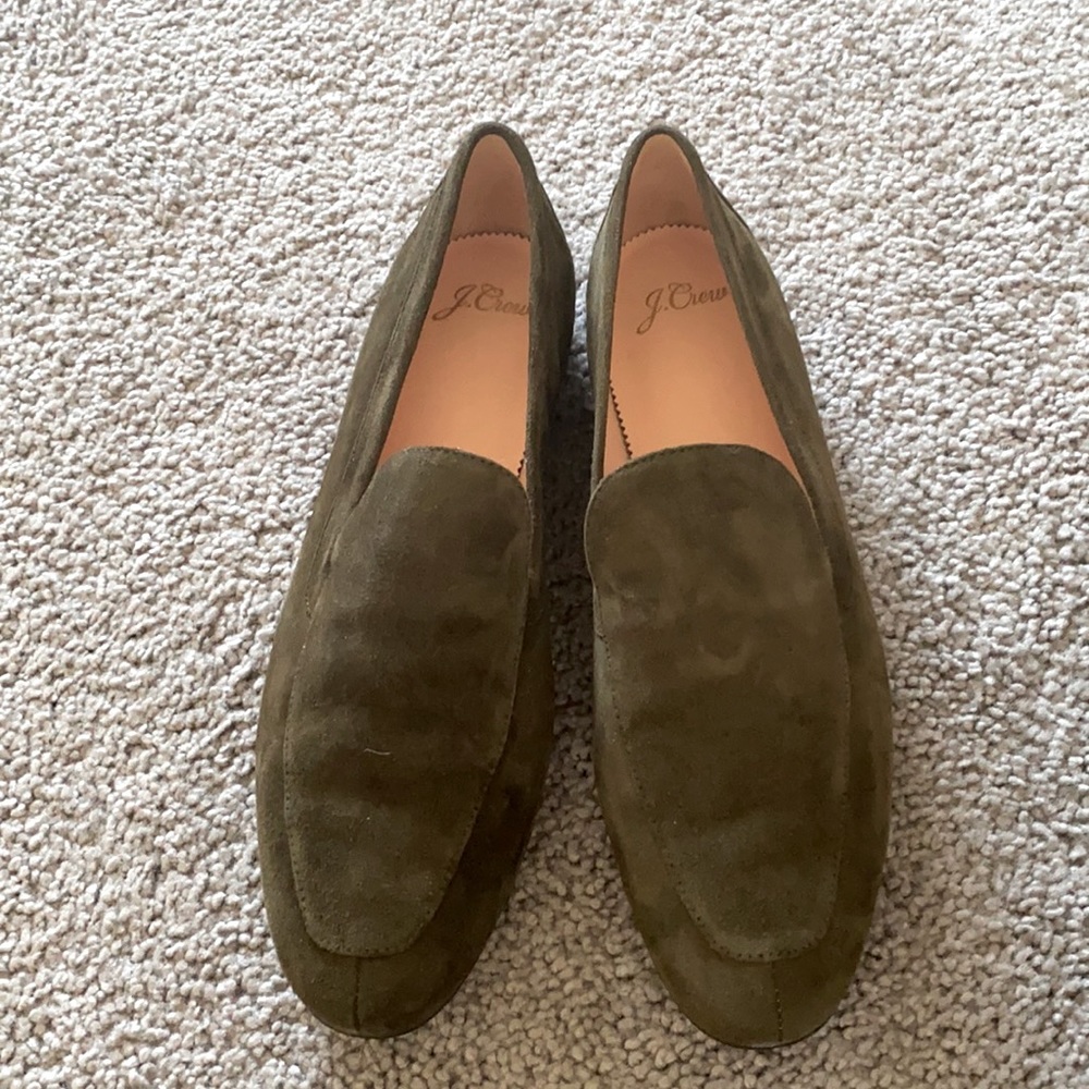 JCrew Cypress Olive Suede slip on